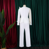Long Sleeve Chic Mesh Patchwork Beading Slim Fit Formal Party Plus Size Jumpsuit