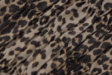 Women summer sexy leopard print lace Halter Neck Top And Ruffles shorts two-piece set