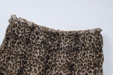 Women summer sexy leopard print lace Halter Neck Top And Ruffles shorts two-piece set