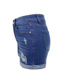 Women Summer Ripped Elastic Hems Denim
