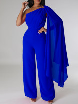 African Women's Solid Color Sexy One Shoulder Formal Party Fashion Jumpsuit African Women's Solid Color Sexy One Shoulder Formal Party Fashion Jumpsuit