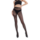 Women butterfly long suspender jacquard fishnet stockings