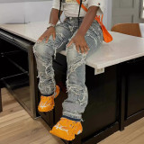 Summer Denim Ripped Straight Tassel Fashion Casual Denim Pants