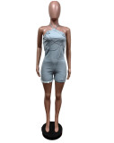 Women Halter Neck Backless Stretch Jumpsuit