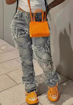 Summer Denim Ripped Straight Tassel Fashion Casual Denim Pants Summer Denim Ripped Straight Tassel Fashion Casual Denim Pants