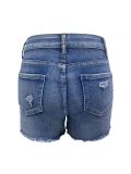 Women Stretch Ripped Denim Shorts
