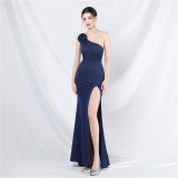 Fashionable Elegant Floral One-Shoulder Long Evening Dress