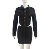 Spring Autumn Solid Color Long Sleeve Two Piece Skirt Set Casual Women's Clothing