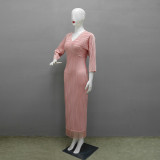 Women Jacquard Tassel Bodycon Dress