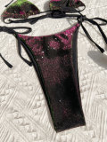 Women's Sexy Shiny Lace-Up Low Back Bikini Swimsuit