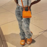Summer Denim Ripped Straight Tassel Fashion Casual Denim Pants