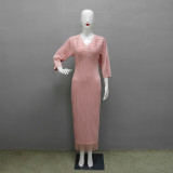 Women Jacquard Tassel Bodycon Dress