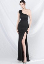 Fashionable Elegant Floral One-Shoulder Long Evening Dress Fashionable Elegant Floral One-Shoulder Long Evening Dress