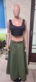 Summer Women's Sleeveless Solid Color Slit Two-Piece Skirt Set