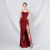 Luxury Strap Fishbone Slim Waist Evening Dress