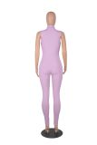Women stretch zipper Jumpsuit