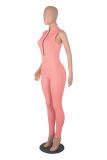 Women stretch zipper Jumpsuit