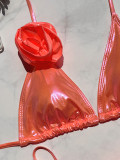 Women 3D Flower Bikini Halter Neck Lace-Up Two Pieces Swimsuit