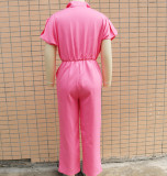 Summer Women loose single breasted jumpsuit