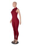 Women stretch zipper Jumpsuit