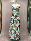 Women Sexy Chic Suspender Printed Top And Beach Skirt Two-Piece