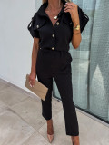 Summer Women loose single breasted jumpsuit
