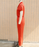 Summer Women loose single breasted jumpsuit