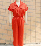Summer Women loose single breasted jumpsuit