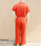Summer Women loose single breasted jumpsuit
