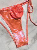 Women 3D Flower Bikini Halter Neck Lace-Up Two Pieces Swimsuit