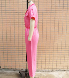 Summer Women loose single breasted jumpsuit