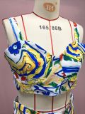 Women Sexy Chic Suspender Printed Top And Beach Skirt Two-Piece