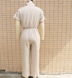 Summer Women loose single breasted jumpsuit