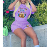 Women T-shirt shorts sports two-piece set