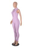 Women stretch zipper Jumpsuit