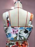 Women Sexy Chic Suspender Printed Top And Beach Skirt Two-Piece