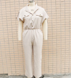 Summer Women loose single breasted jumpsuit