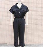 Summer Women loose single breasted jumpsuit