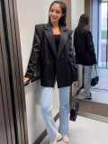 Women Loose Casual Long Sleeve Blazer Jacket