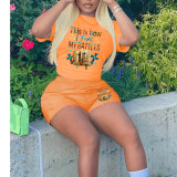 Women T-shirt shorts sports two-piece set