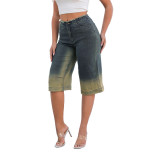 Mid-Waist Straight Elastic Loose  Denim Pants