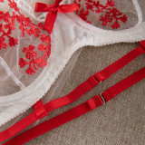 Sexy Underwear Transparent Push-Up Temptation Contrasting Color Embroidery Two-Piece Lingerie Set