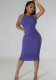 Women's Tight Fitting Dress Round Neck Sleeveless Midi Sexy Slim Bodycon Dress