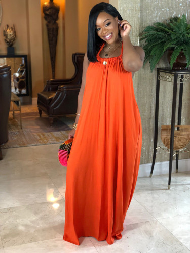 Women Suspender Sleeveless Loose Bohemian Solid Summer Dress