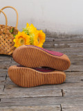 Plus Size Flower Slippers Women's Slip-On Stitched Flat Thick Sole Open Toe Hollow Sandals