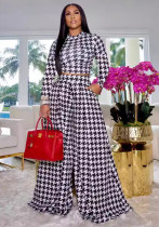 Women's Plaid Print Round Neck Long Sleeve Women's Casual Two Piece Pants Set Women's Plaid Print Round Neck Long Sleeve Women's Casual Two Piece Pants Set