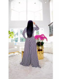 Women's Plaid Print Round Neck Long Sleeve Women's Casual Two Piece Pants Set