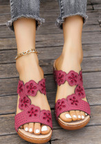 Plus Size Flower Slippers Women's Slip-On Stitched Flat Thick Sole Open Toe Hollow Sandals Plus Size Flower Slippers Women's Slip-On Stitched Flat Thick Sole Open Toe Hollow Sandals