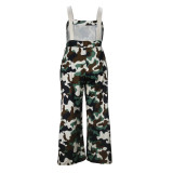 Women Casual Camo Print Loose Jumpsuit
