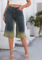 Mid-Waist Straight Elastic Loose  Denim Pants